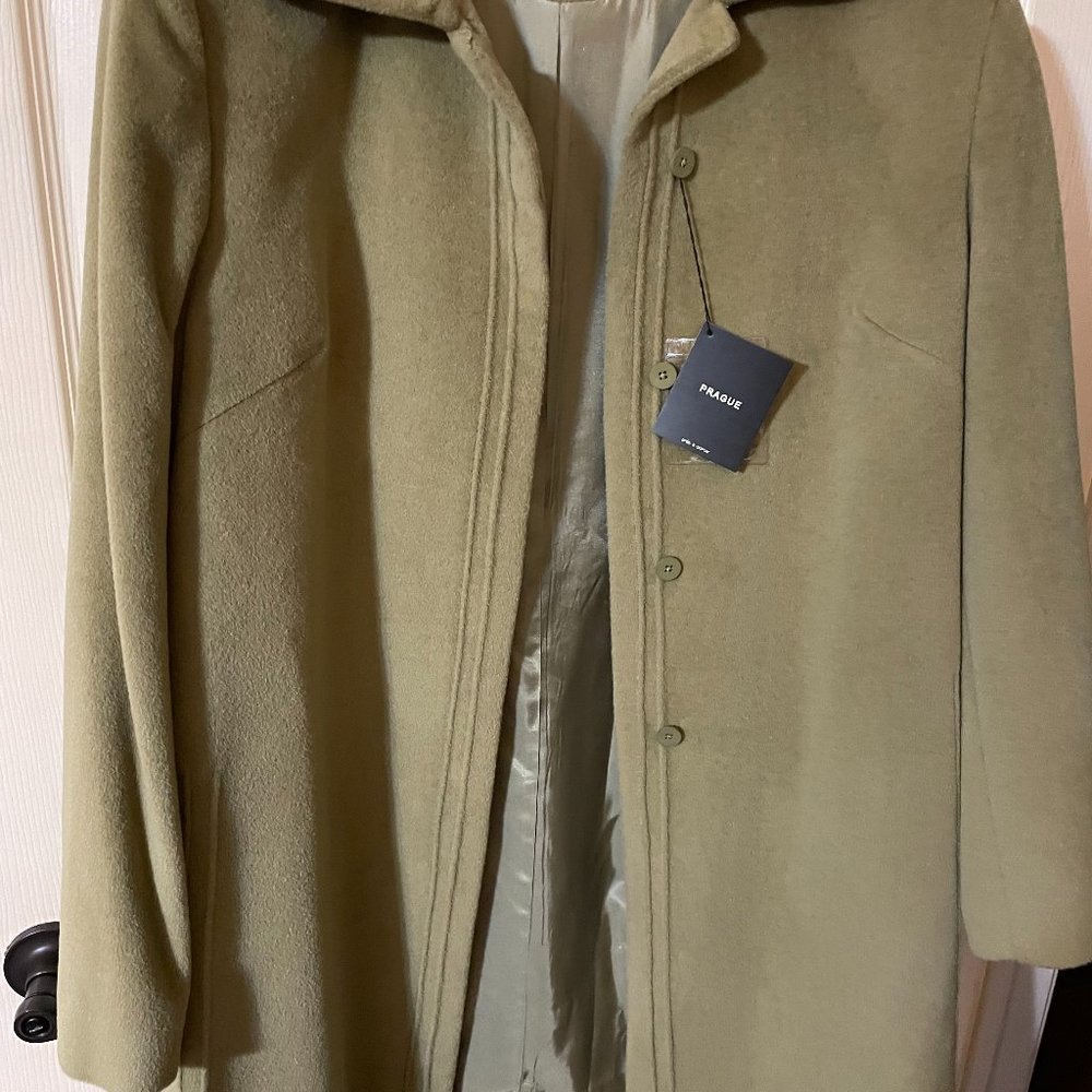New green wool/rabbit/nylon coat
